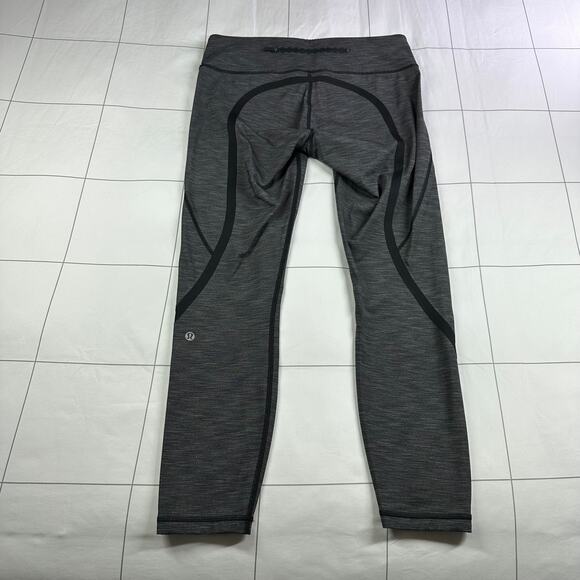Lululemon Leggings Womens 8 Heathered Gray On Track Run Athletic Workout Gym - Picture 4 of 11